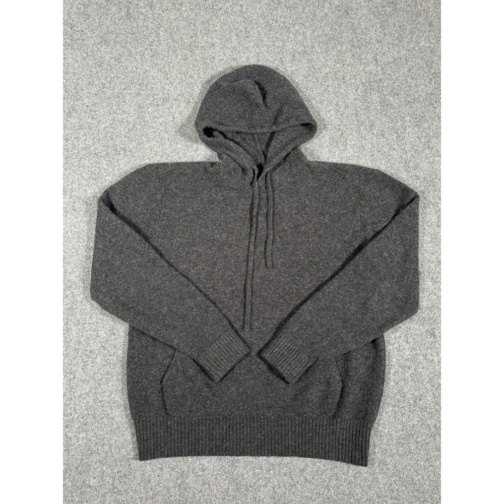Everlane Wool Knit Hooded Pullover Hoodie‎ Gray Drawstring Mens Medium